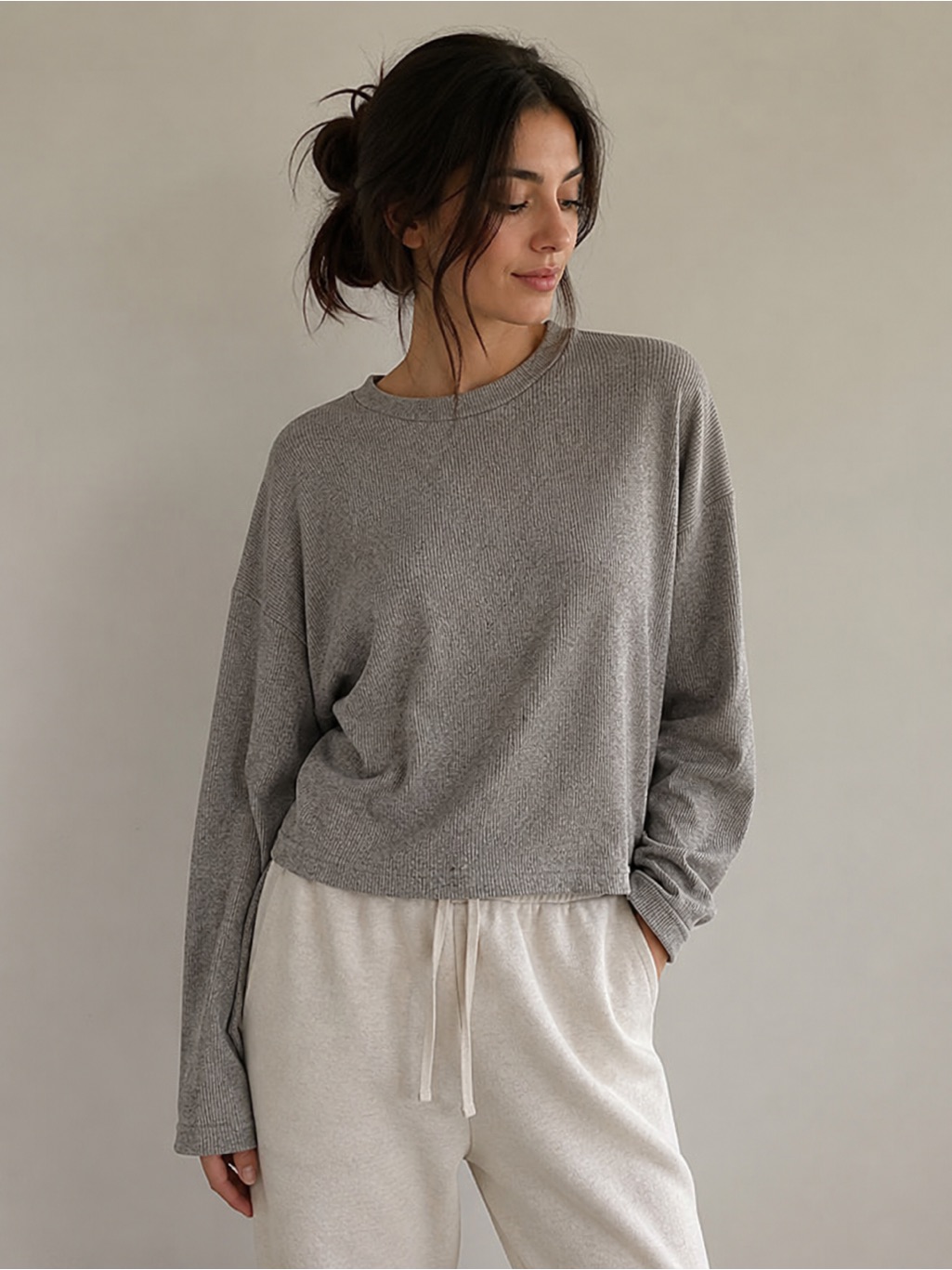 Forever 21 Heather Gray Long-Sleeve Crewneck Sweatshirt